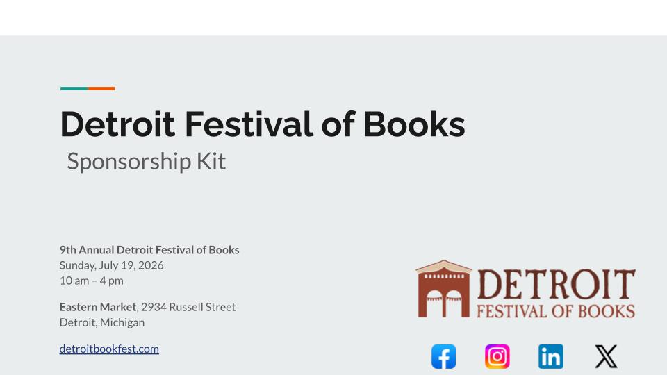 Detroit Bookfest Needs SPONSORS! Image 10 Detroit Bookfest Needs SPONSORS!