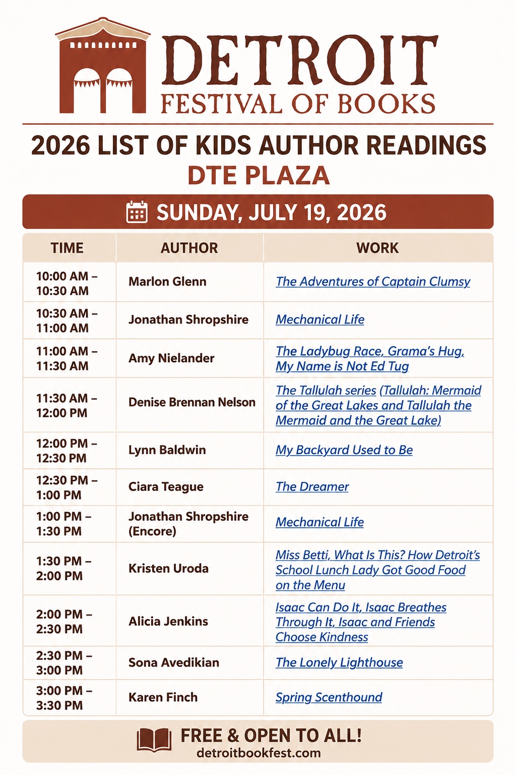 Detroit Bookfest Unveils Schedule of Kids Author Readings